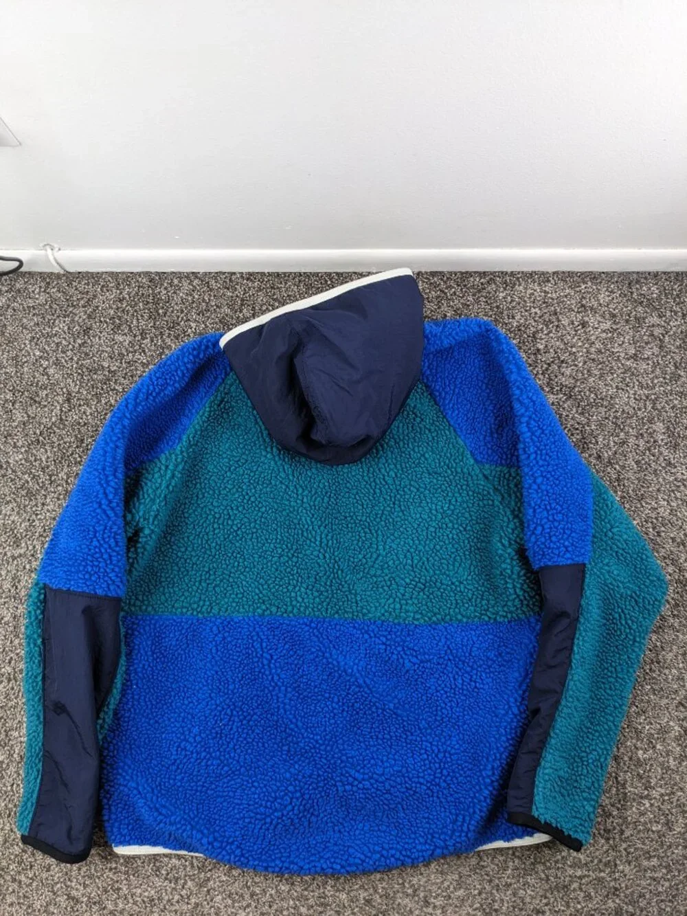 Nike Jacket Sherpa Fleece 1/2 Zip Colorblock Hooded Blue Mens Large BV3766